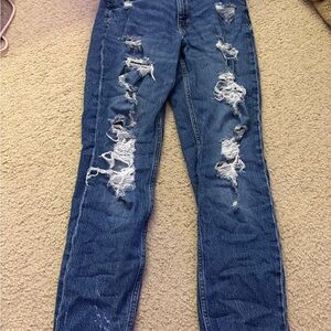 Aeropostale Blue Skinny Jeans with Distressed Details